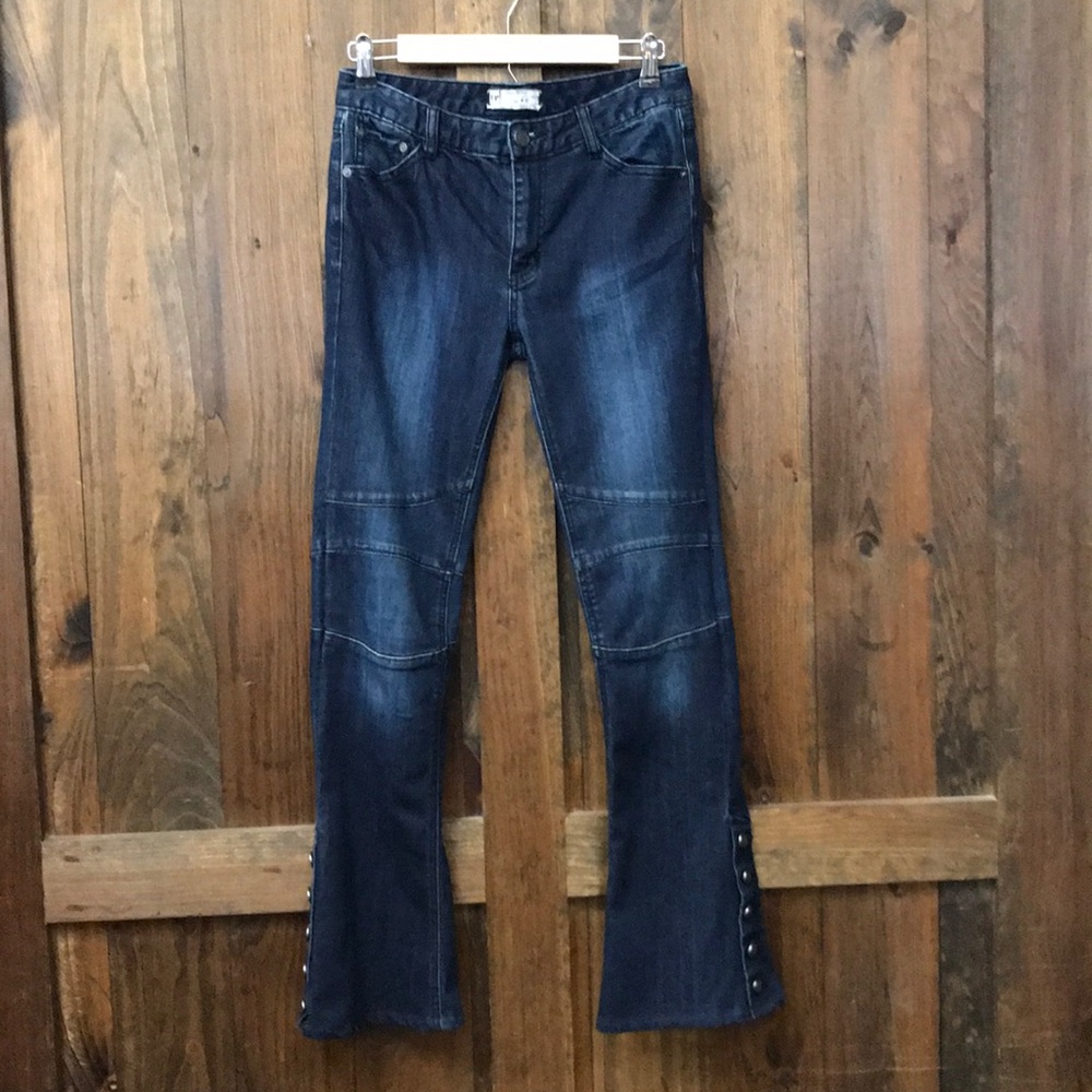 Free People button flare jeans